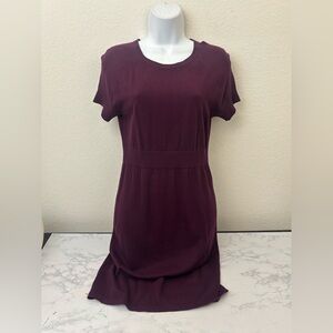 Worthington Knit Sweater Dress Round Neck Womens S Maroon Short Sleeve